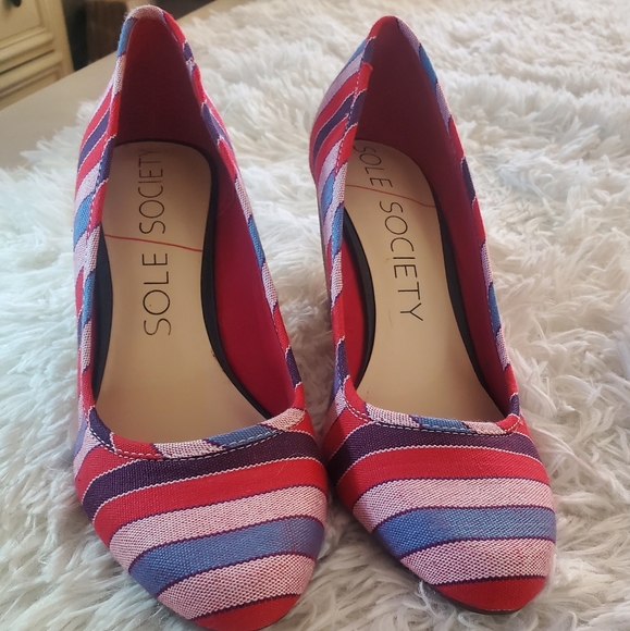 Soul Society Colorful Striped Wedge Size 7 - Picture 8 of 11